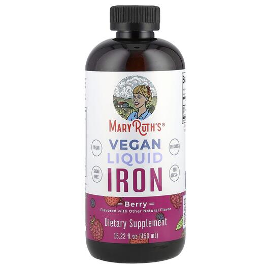 Основне фото товара MaryRuth's, Vegan Liquid Iron Berry, Залізо, 450 мл