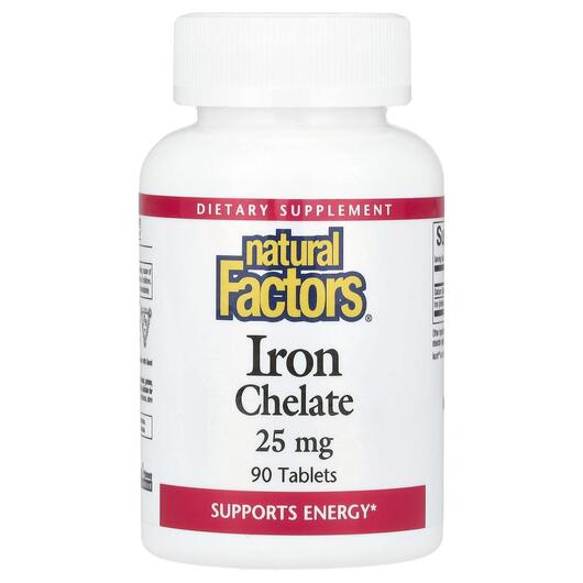 Основне фото товара Iron Chelate 25 mg, Хелатне залізо 25 мг, 90 таблеток