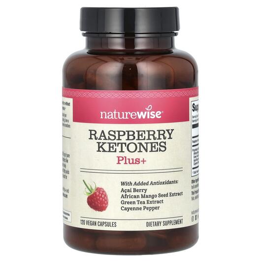 Основне фото товара Naturewise, Raspberry Ketones Plus+, Малина, 120 капсул