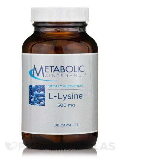 Основне фото товара Metabolic Maintenance, L-Lysine 500 mg, L-Лізин, 100 капсул