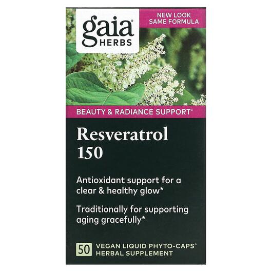 Основне фото товара Gaia Herbs, Resveratrol 150, Транс ресвератрол 150 мг, 50 капсул