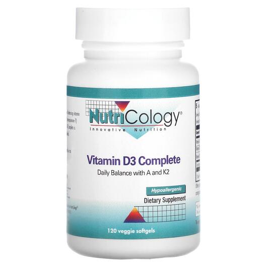 Основне фото товара Nutricology, Vitamin D3 Complete, Вітамін D, 120 капсул