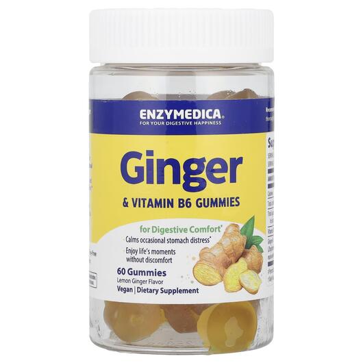 Основне фото товара Ginger & Vitamin B6 Lemon Ginger, Корінь Імбиру, 60 таблеток