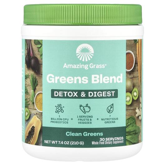Основне фото товара Amazing Grass, Green Superfood Detox & Digest, Суперфуд, 210 