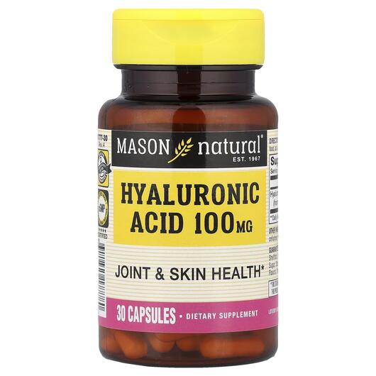 Основне фото товара Mason, Hyaluronic Acid 100 mg 30, Гіалуронова кислота, 30 капсул
