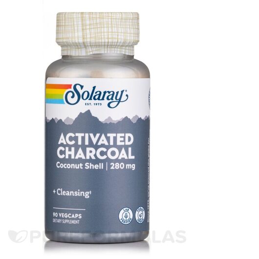 Основне фото товара Solaray, Activated Charcoal 280 mg, Активоване вугілля, 90 капсул