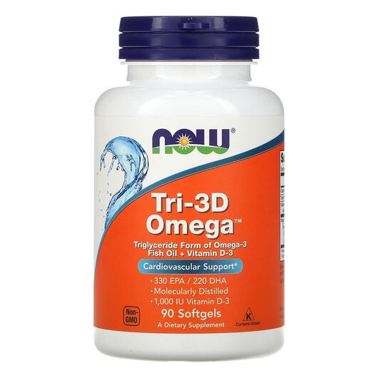 Основне фото товара NOW, Tri-3D Omega, Омега 3 + D3, 90 капсул