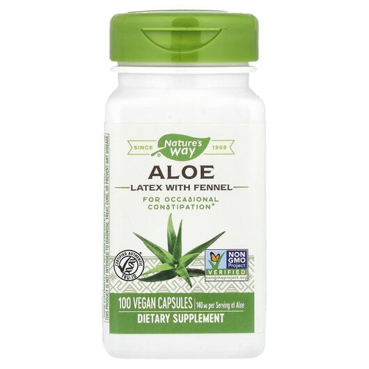 Основне фото товара Aloe Latex With Fennel 140 mg, Алое вера, 100 капсул
