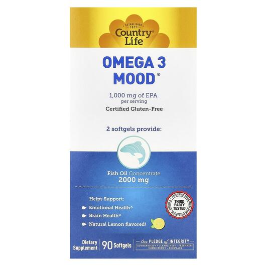 Основне фото товара Omega 3 Mood Natural Lemon Flavored 90, Омега 3, 90 капсул