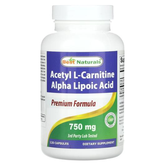 Основне фото товара Acetyl L-Carnitine Alpha Lipoic Acid 750, Альфа-ліпоєва, 120 капс