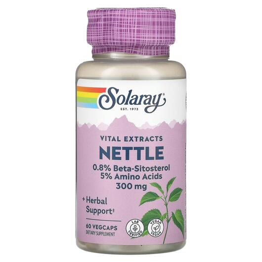 Основне фото товара Solaray, Nettle Root Extract 300 mg, Кропива 300 мг, 60 капсул