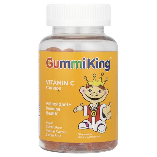 Основне фото товара GummiKing, Vitamin C for Kids Orange, Вітамін C, 60 цукерок
