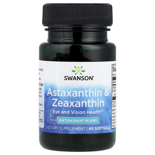 Основне фото товара Swanson, Astaxanthin & Zeaxanthin, Астаксантин, 60 капсул