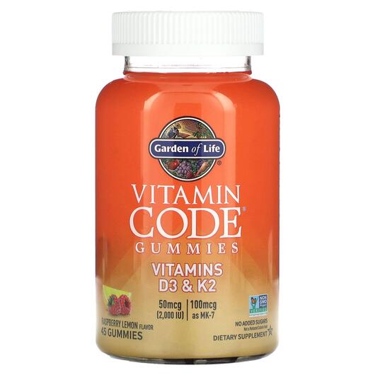 Основне фото товара Vitamin Code Gummies Vitamins D3 & K2, Вітаміни D3 K2, 45 таб