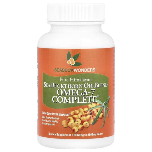 Основне фото товара Omega-7 Complete Sea Buckthorn Oil Blend 500 mg, Омега 7, 60 капс