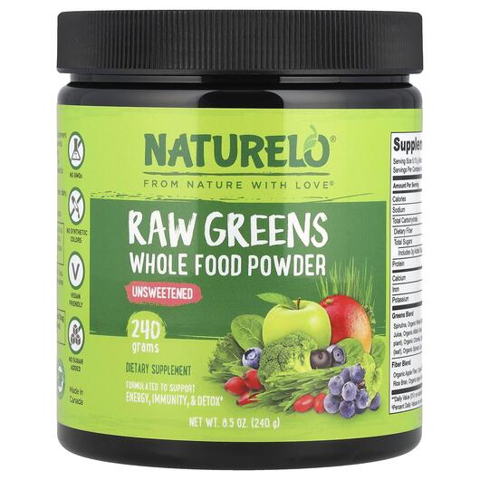 Основне фото товара Raw Greens Whole Food Powder Unsweetened, Супергрінс, 240 г