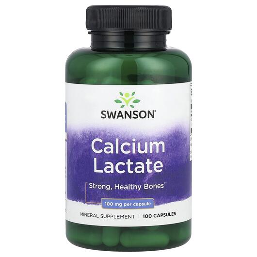 Основне фото товара Swanson, Calcium Lactate 100 mg, Кальцій, 100 капсул