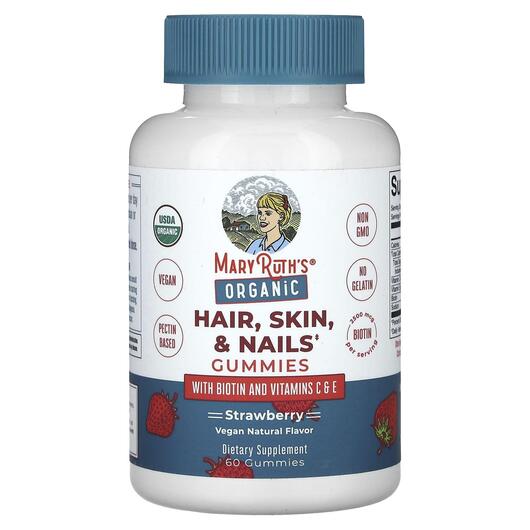 Основное фото товара Organic Hair Skin & Nails Gummies Strawberry, Кожа ногти воло
