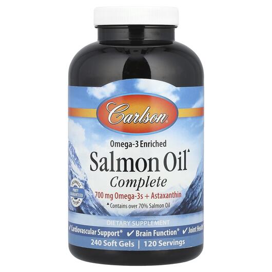 Основне фото товара Norwegian Salmon Oil Complete, Олія з дикого лосося, 240 капсул