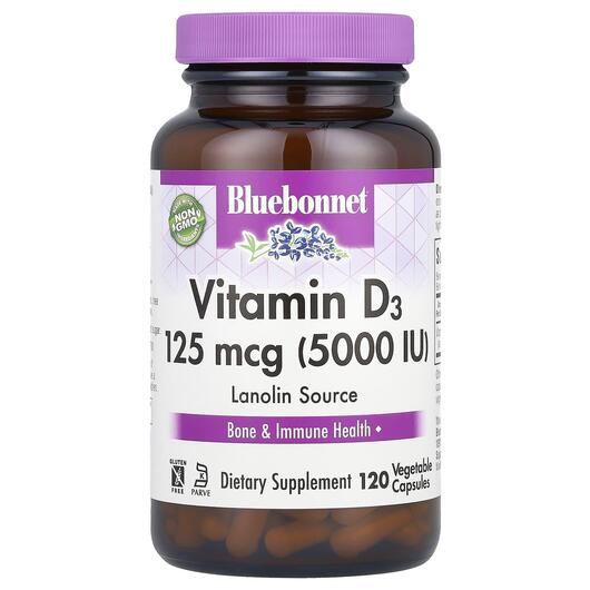 Основне фото товара Vitamin D3 5000 IU, Вітамін D3 5000 МО, 120 капсул