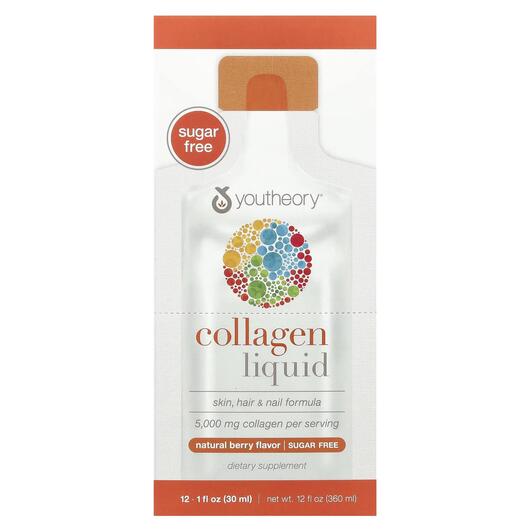 Основне фото товара Youtheory, Collagen Liquid Berry, Рідкий Колаген, 30 мл