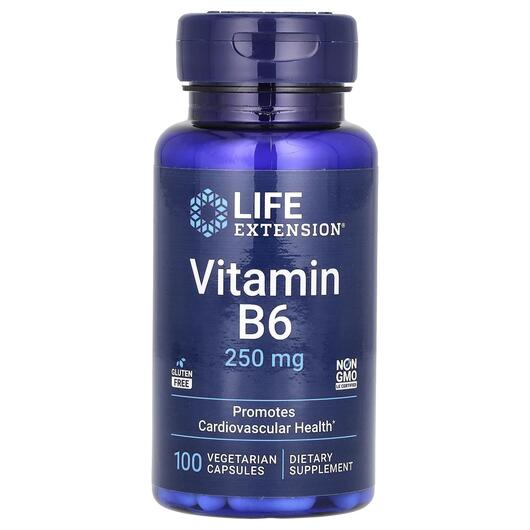 Основне фото товара Life Extension, Vitamin B6 250 mg, Вітамін B6 250 мг, 100 капсул