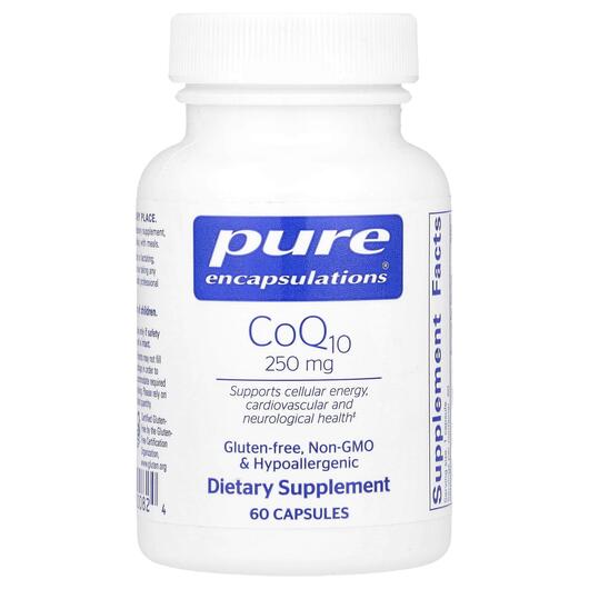Основне фото товара Pure Encapsulations, CoQ10 250 mg, Коензим CoQ10, 60 капсул