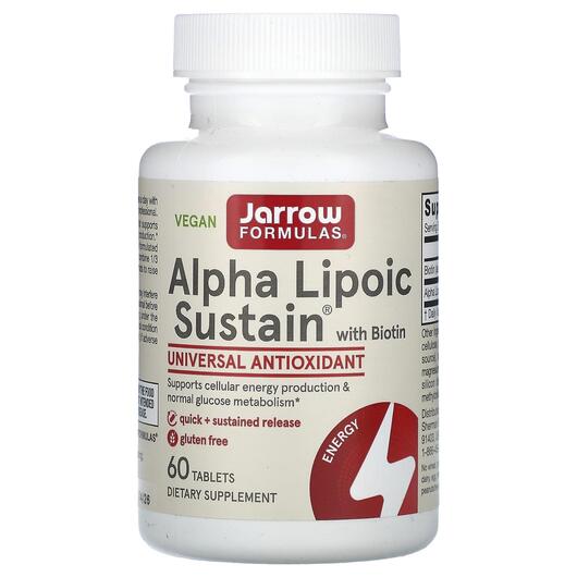 Основне фото товара Jarrow Formulas, ALA 300 Sustain, Альфа-ліпоєва, 60 таблеток
