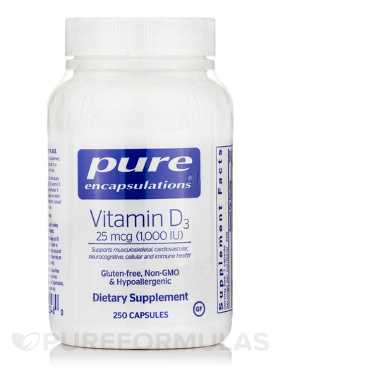 Основне фото товара Vitamin D3 25 mcg 1000 IU, Вітамін D3 Холекальциферол, 250 капсул