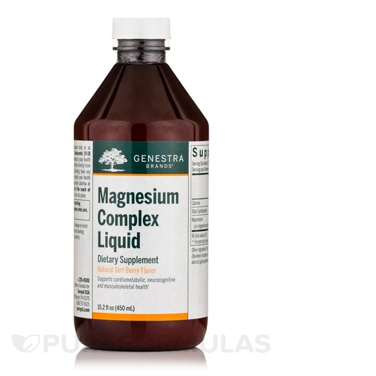 Основне фото товара Genestra, Magnesium Complex Liquid Tart Berry, Магній, 450 мл