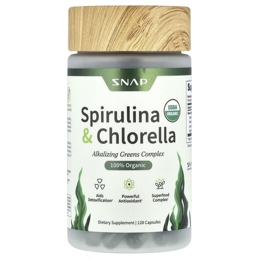 Основне фото товара Organic Spirulina & Chlorella, Спіруліна, 120 капсул