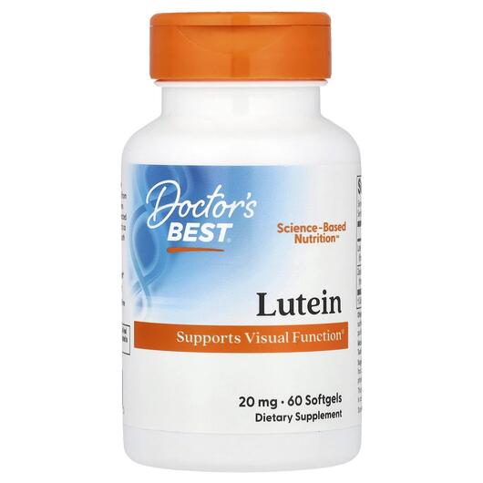 Основне фото товара Doctor's Best, Lutein, Лютеїн 20 мг, 60 капсул