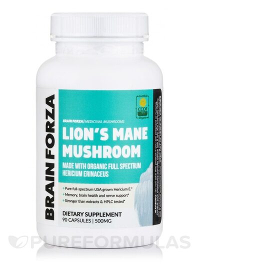 Основне фото товара Organic Lion's Mane Mushroom, Гриби Левова Грива, 90 капсул
