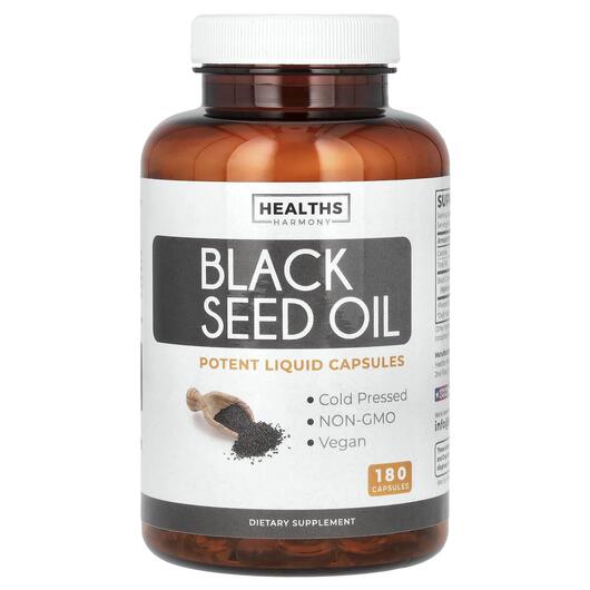 Основне фото товара Healths Harmony, Black Seed Oil, Чорний кмин, 180 капсул