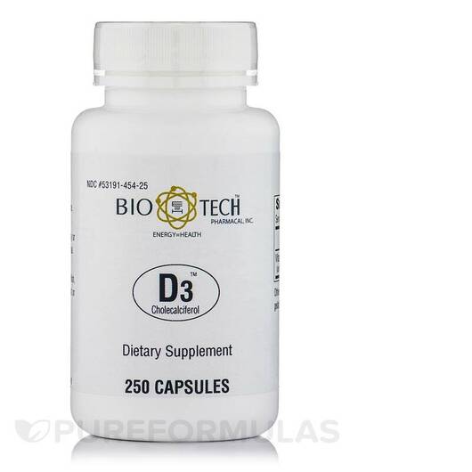 Основне фото товара D3 Cholecalciferol, Вітамін D3 Холекальциферол, 250 капсул