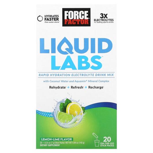 Основне фото товара Liquid Labs Rapid Hydration Electrolyte Drink, Електроліти, 7 g E