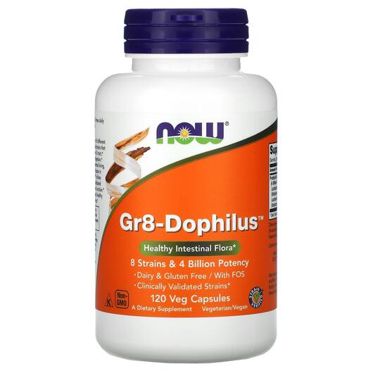Основне фото товара NOW, Gr8-Dophilus, Пробіотики, 120 капсул