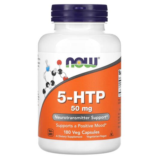 Основне фото товара NOW, 5-HTP, 5-HTP 50 мг, 180 капсул