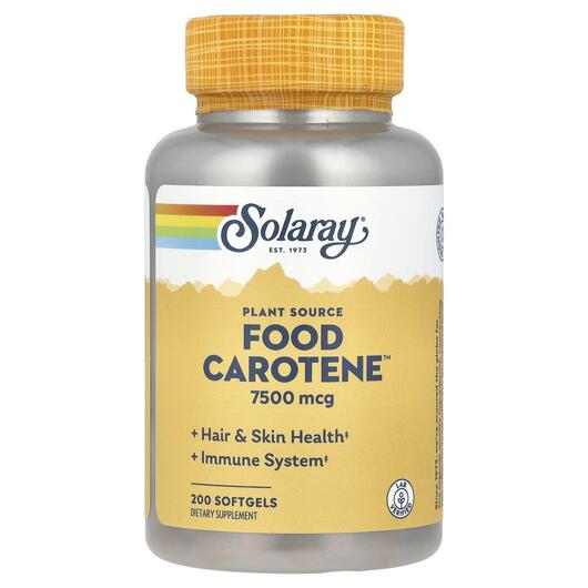 Основне фото товара Food Carotene 7500 mcg 25000 IU, Вітамін А Ретінол, 200 капсул