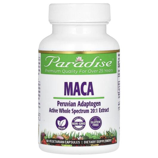 Основне фото товара Paradise Herbs, Maca 60 Vegetarian, Мака, 60 капсул