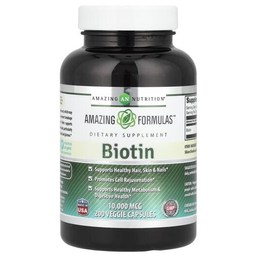 Основне фото товара Biotin 10000 mcg, Вітамін B7 Біотин, 200 капсул