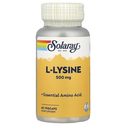 Основне фото товара Solaray, L-Lysine 500 mg, L-Лізин 500 мг, 60 капсул