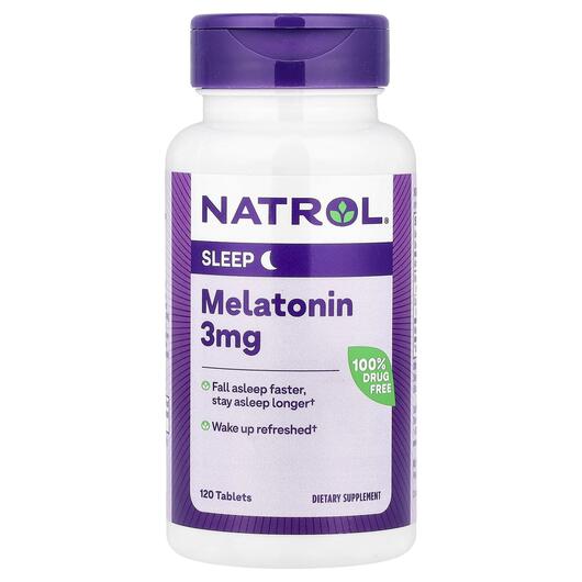 Основне фото товара Natrol, Melatonin 3 mg, Мелатонін, 120 таблеток