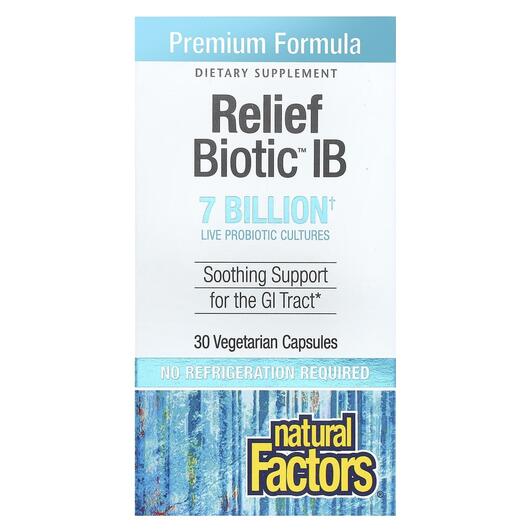 Основне фото товара Natural Factors, ReliefBiotic IB 7 Billion, Пробіотики, 30 капсул