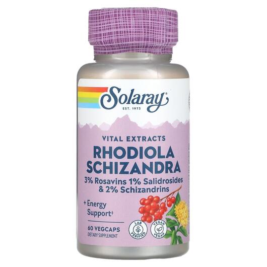 Основне фото товара Solaray, Rhodiola & Schizandra, Родіола 500 мг, 60 капсул