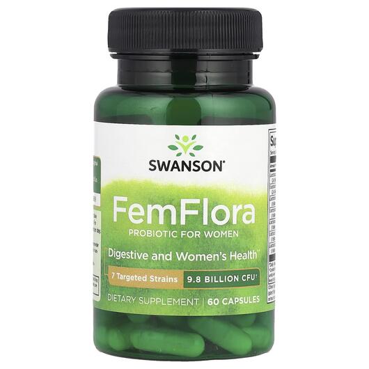 Основне фото товара Swanson, FemFlora, Пробіотики для жінок, 60 капсул