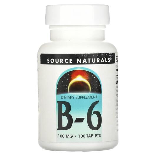 Основне фото товара Source Naturals, B6 100 mg 100, Вітамін B-6 100 мг, 100 таблеток