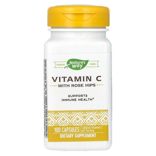 Основне фото товара Vitamin C With Rose Hips 1000 mg, Вітамін C, 100 капсул