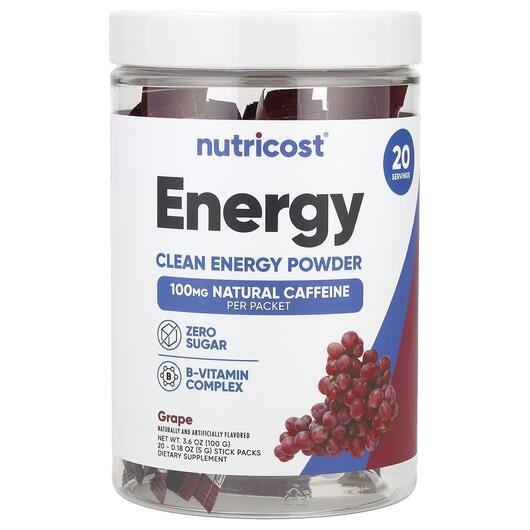 Основне фото товара Energy Clean Energy Powder Grape, Енергетичний напій, 20 шт