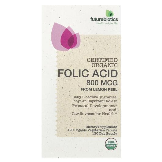 Основне фото товара Folic Acid 800 mcg, Вітамін B9 Фолієва кислота, 120 таблеток